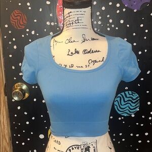 Wild Fable Light Blue Short Sleeve Crop Top